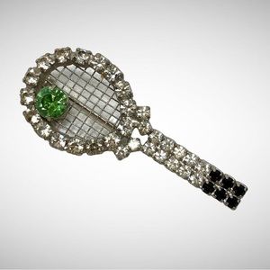 Jewelry Brooch Dorothy Bauer Vintage Rhinestone 2” long Tennis Brooch Pin Signed